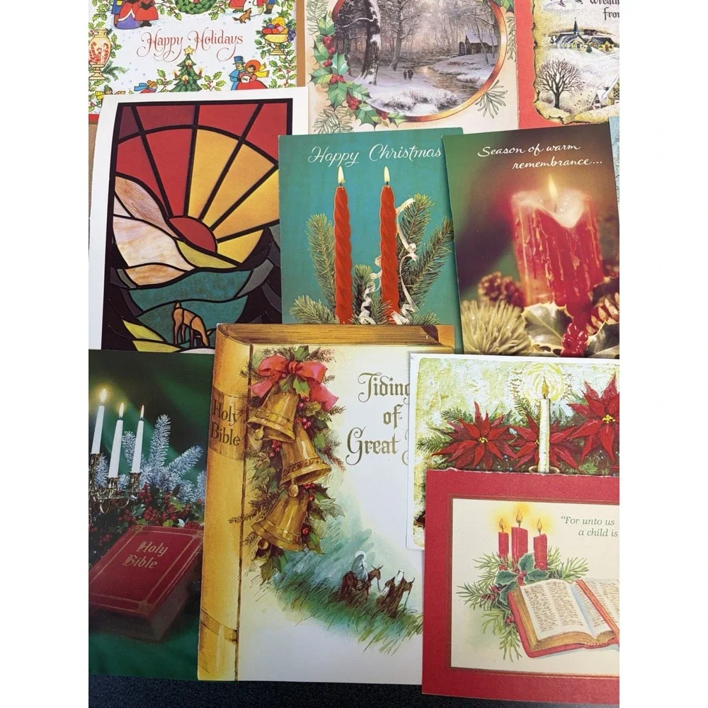 Vintage Christmas Cards Fronts ONLY Traditional Scrapbooking Decoupage Lot 50+